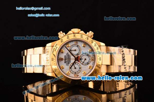 Rolex Daytona Swiss Valjoux 7750 Automatic Rose Gold Case/Strap with White Dial and Diamond Markers - Click Image to Close